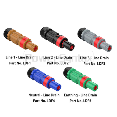 5 X 400A IP67 High Current Power Connectors Female Plugs PowerSyntax Line Drain Full Set LDF Series