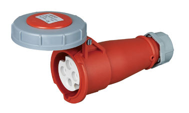 Red Industrial 3 Phase Power Socket Connector High Weather Protection