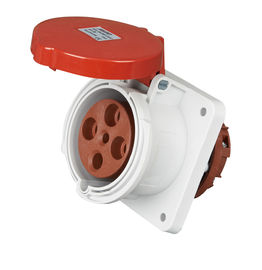 Red 63a 3 Phase Socket , 400 Volts 4 Pins Industrial Power Socket Outlet