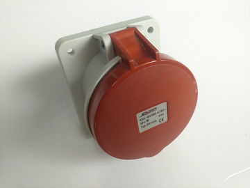 Red 63a 3 Phase Socket , 400 Volts 4 Pins Industrial Power Socket Outlet