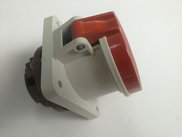 Red 63a 3 Phase Socket , 400 Volts 4 Pins Industrial Power Socket Outlet