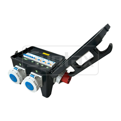 Syntax MP12 Polycarbonate Distribution Box 32 AMP Three Phase With RCDs Handy Temporary Waterproof Socket Box