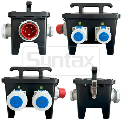 Syntax MP12 Polycarbonate Distribution Box 32 AMP Three Phase With RCDs Handy Temporary Waterproof Socket Box