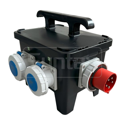 Syntax MP12 Polycarbonate Distribution Box 32 AMP Three Phase With RCDs Handy Temporary Waterproof Socket Box
