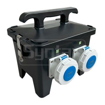 Syntax MP12 Polycarbonate Distribution Box 32 AMP Three Phase With RCDs Handy Temporary Waterproof Socket Box