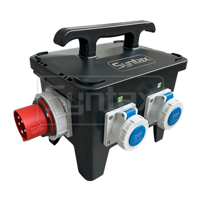 Syntax MP12 Polycarbonate Distribution Box 32 AMP Three Phase With RCDs Handy Temporary Waterproof Socket Box