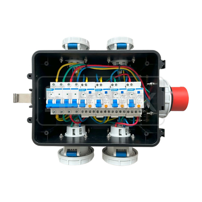 Syntax MP12 Polycarbonate Distribution Box 32 AMP Three Phase With RCDs Handy Temporary Waterproof Socket Box