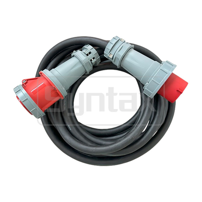 PowerSyntax 10m H07RN-F 5G10.0 CEE Extension Cable Lead 10mm2 5 Pole 63A With CEE Plug And Coupling For Outdoor