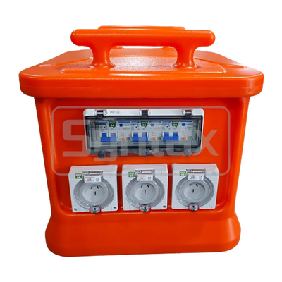 Syntax MK1N 5P 32A Single & 3 Phase Outlets Portable Distribution Box PE Material Fitted With Switched Socket and RCBOs