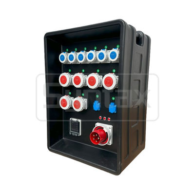 Syntax MD4 Three Phase 125A Waterproof Power Distro Box With Schneider Breakers For Stage Power Distribution 63x43x90cm
