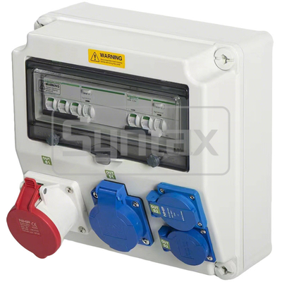 Syntax CX2 Wall Mounted Distribution Box 32AMP Three Phase Four Wire With Schneider's RCBOs 280*280*155mm