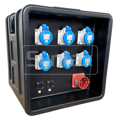 Syntax MD1 Three Phase 5P 32AMP HDPE Portable Distribution Box IP67 Waterproof For Temporary Power 430x380x460mm