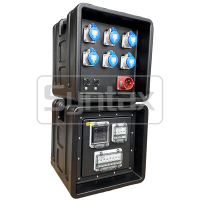 Syntax MD1 Three Phase 5P 32AMP HDPE Portable Distribution Box IP67 Waterproof For Temporary Power 430x380x460mm