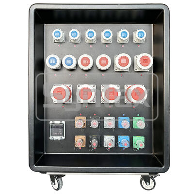 Syntax MD5 IP67 Waterproof 500A Three Phase HDPE Portable Power Distribution Box on Wheels with Powerlocks 500A for FIFA Sporting Events In Qatar
