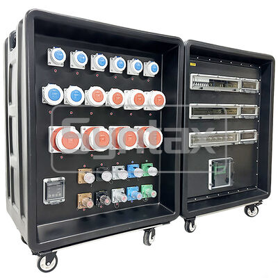 Syntax MD5 IP67 Waterproof 500A Three Phase HDPE Portable Power Distribution Box on Wheels with Powerlocks 500A for FIFA Sporting Events In Qatar