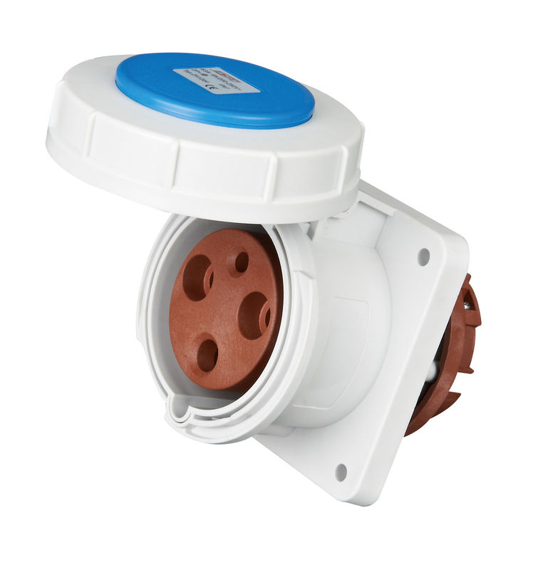 63A Waterproof Plug Socket With Cover Straight Type High Strength Material