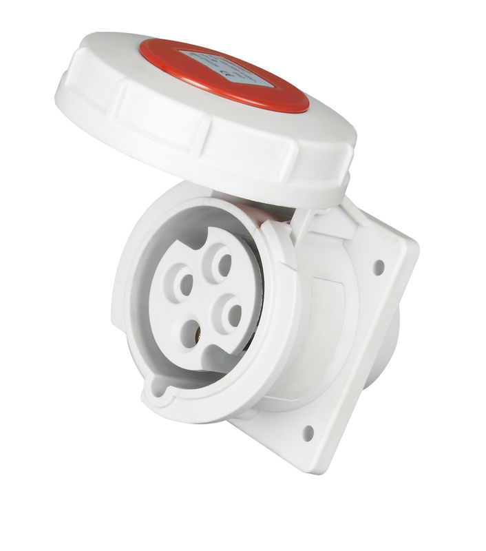 Red Cover Industrial Plug Sockets 32Amp Rated Current Nylon Material