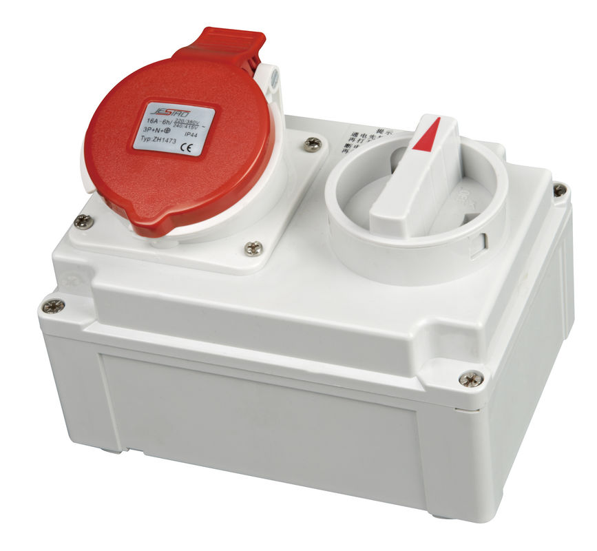 Rain Resistant Industrial Switches And Sockets Outlets With Red Cover