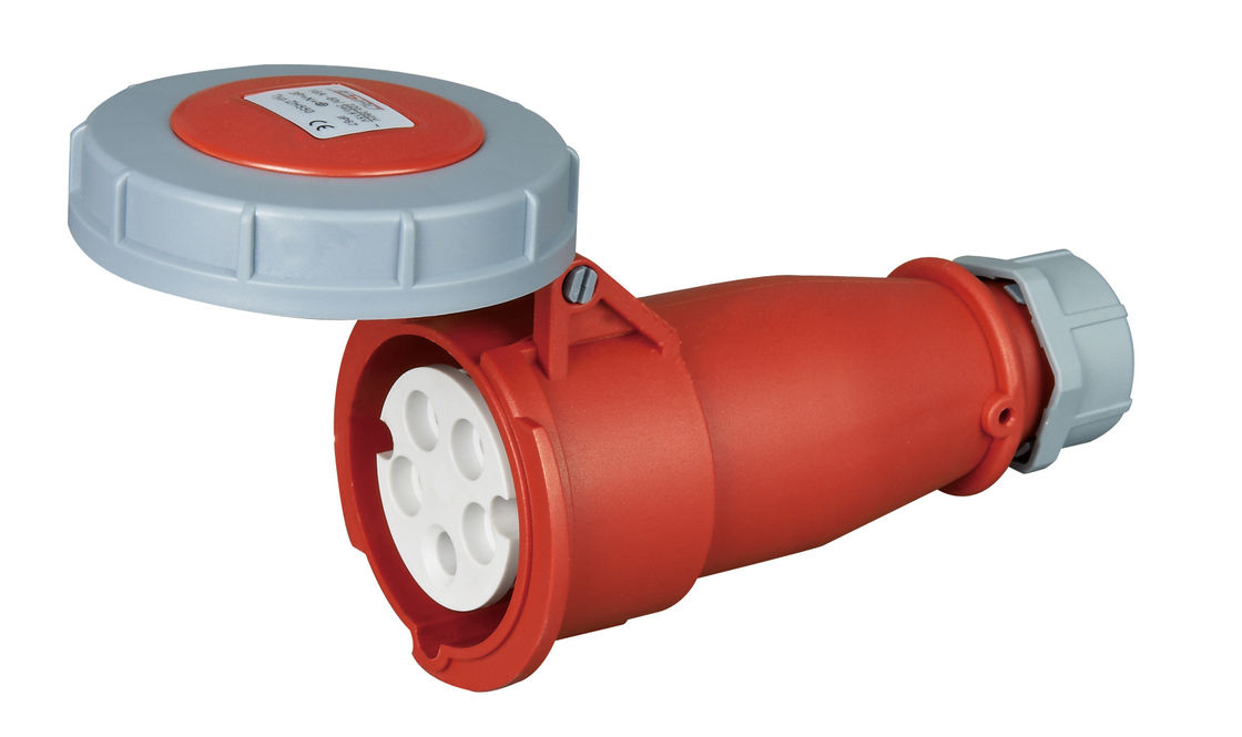 Red Waterproof Plug Socket Connector With Cover High Heat Resistance