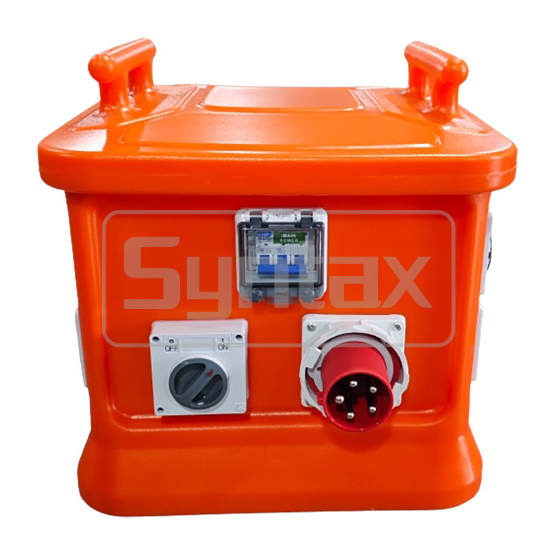 Syntax MK1N 5P 32A Single & 3 Phase Outlets Portable Distribution Box PE Material Fitted With Switched Socket and RCBOs