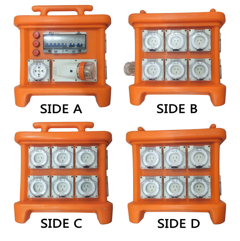 MK1 Portable Power Distribution System Rubber Box Orange Outdoor Distribution Board Stackable
