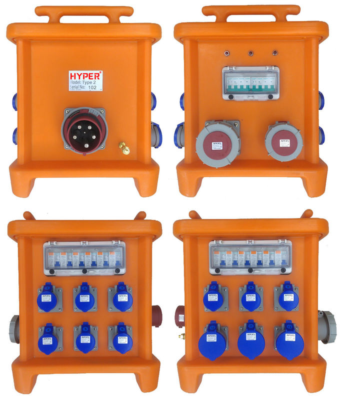 MK2 Portable Power Distribution 380V 125A Thermoplastic IP66 Custom Power Distribution With Circuit Breakers' Protection