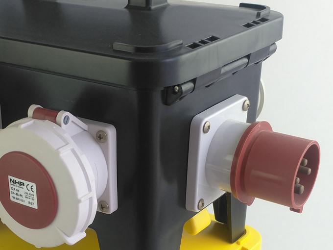 12 Poles Mobile Power Distribution Box , Black Industrial Temp Power